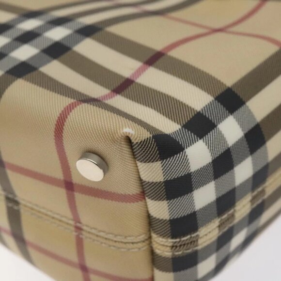 BURBERRY Nova Check Hand Bag PVC Beige Silver Auth - Picture 13 of 16